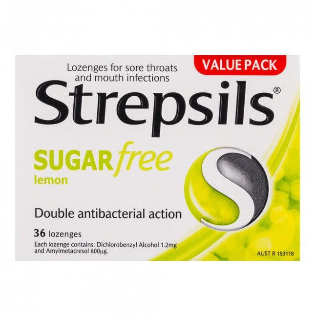 Strepsils Lemon Sugar free 36 Lozenges - OhYouLuckyDuck.com.au