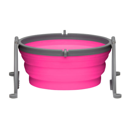 Loving Pets Bella Roma Collapsible Silicone Travel Bowl for Dogs and Cats in Pink