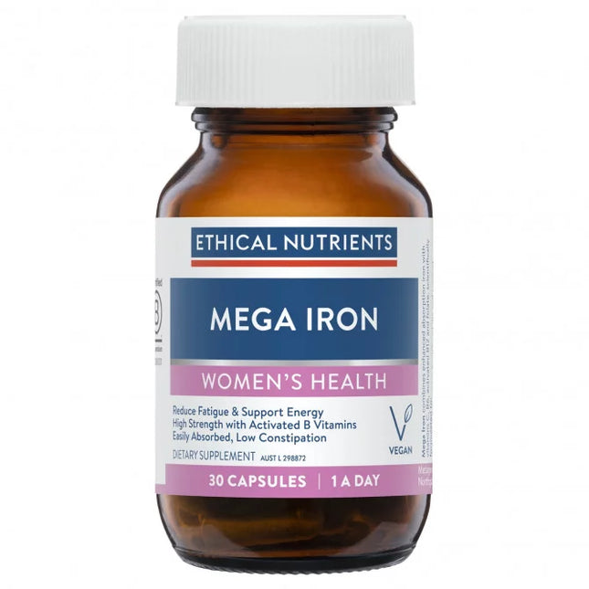 Ethical Nutrients Mega Iron With Activated B Vitamins 30 Capsules - OhYouLuckyDuck.com.au