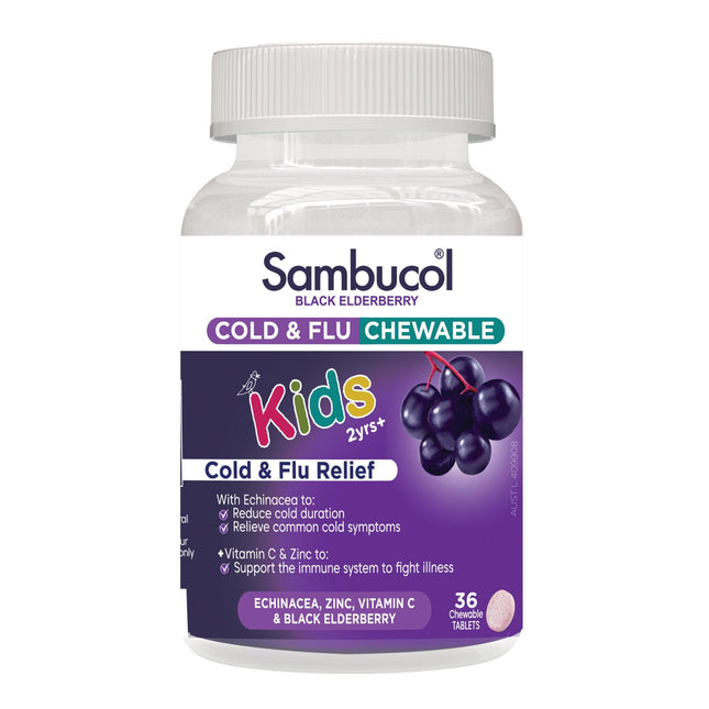 Sambucol Kids Cold & Flu Relief 36 Chewable Tablets - OhYouLuckyDuck.com.au