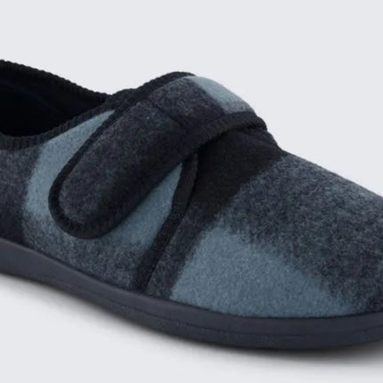 Homyped Ando Mens Memory Foam Slipper in Blue Check Size 8