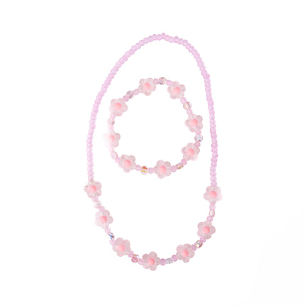 Great Pretenders Pink Crystal Blooms Necklace and Bracelet Set