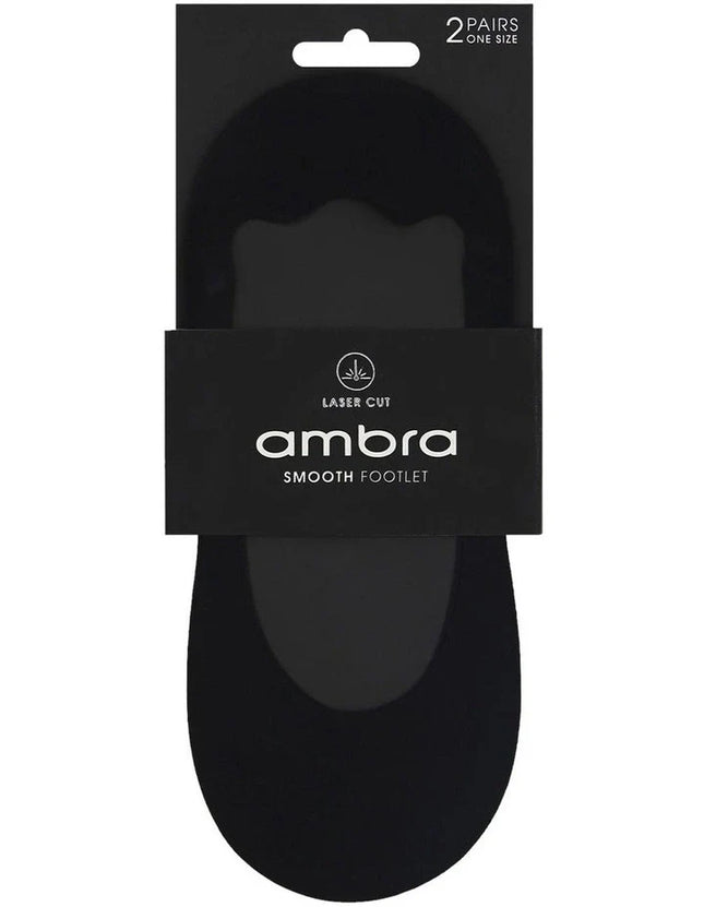 Ambra 2 Pack Smooth Footlet Black