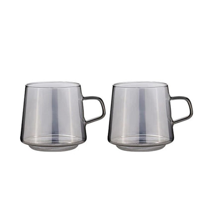 Tempa Oaklyn Charcoal Glass Mugs Set of 2