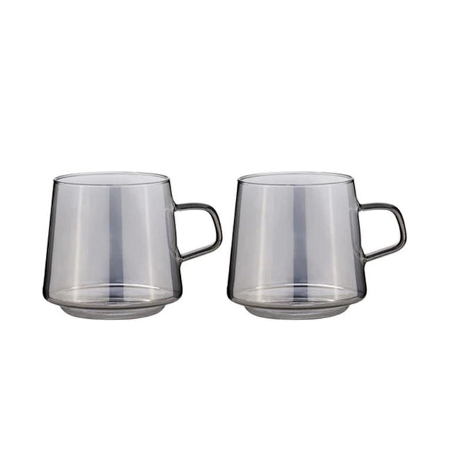 Tempa Oaklyn Charcoal Glass Mugs Set of 2