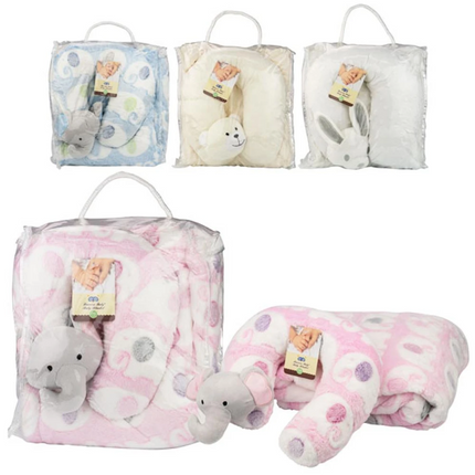 Baby U Shaped Pillow & Blanket Assorted Designs