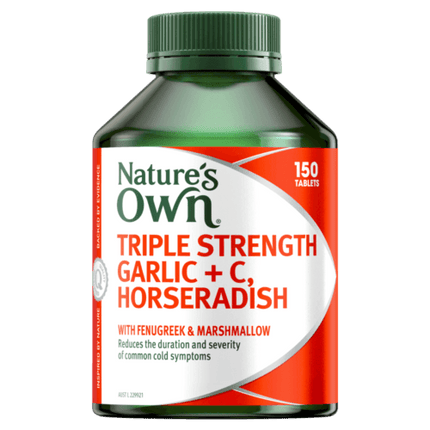 Nature's Own Triple Strength Garlic + C, Horseradish | 150 Tablets - OhYouLuckyDuck.com.au