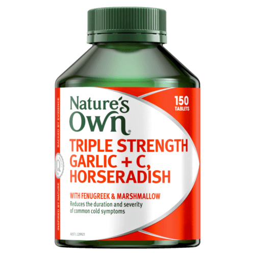 Nature's Own Triple Strength Garlic + C, Horseradish | 150 Tablets - OhYouLuckyDuck.com.au