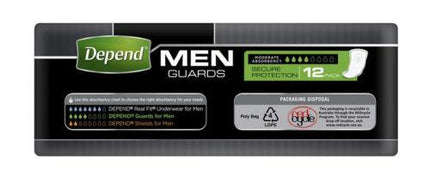 Depend Guards For Men One Size Fits All 12 pack - OhYouLuckyDuck.com.au