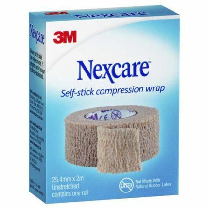 Nexcare Self Stick Compression Wrap 25mm X 2m Tan 1 Pack - OhYouLuckyDuck.com.au