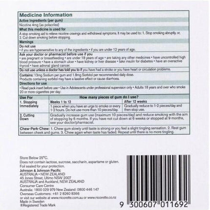 Nicorette Classic Gum 4mg - Pack of 150 Gums - OhYouLuckyDuck.com.au