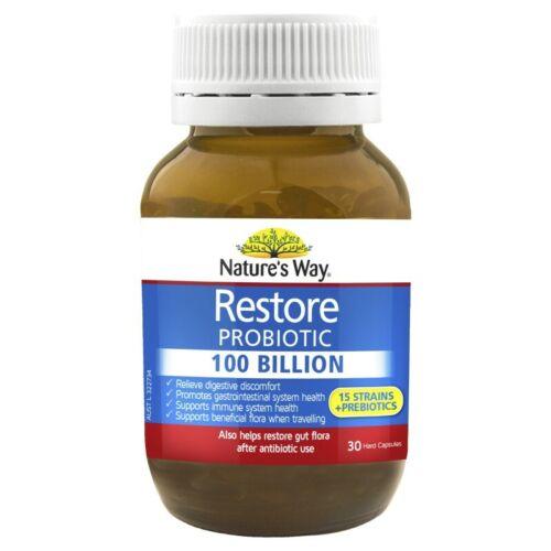 Natures Way Restore Probiotics 100 Billion 30 Capsules
