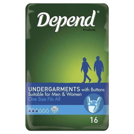 Depend Undergarments With Buttons 16 Pack - OhYouLuckyDuck.com.au