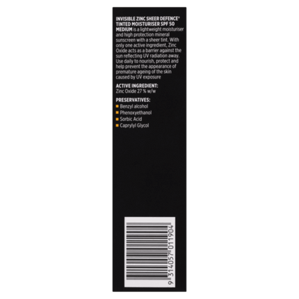 Invisible Zinc Sheer Defence Tinted Moisturiser SPF50 50g