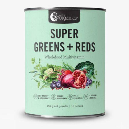 Nutra Organics Super Greens & Reds Powder 150G - OhYouLuckyDuck.com.au
