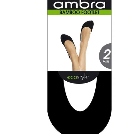 Ambra Bamboo Ecostyle Low Cut Footlet Socks Black 2 Pairs