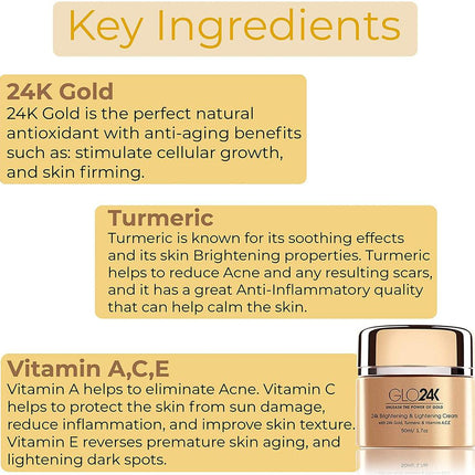 GLO24K 24k Brightening & Lightening Cream 50ml - OhYouLuckyDuck.com.au