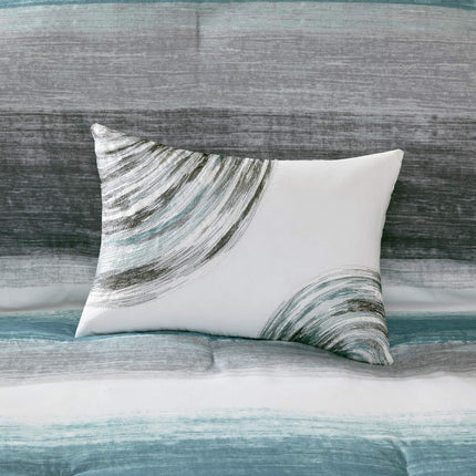 Madison Park Essentials Saben 9 Piece Comforter Set Bed in a Bag with Cotton Sheets Full Aqua 78 x 86 Inches