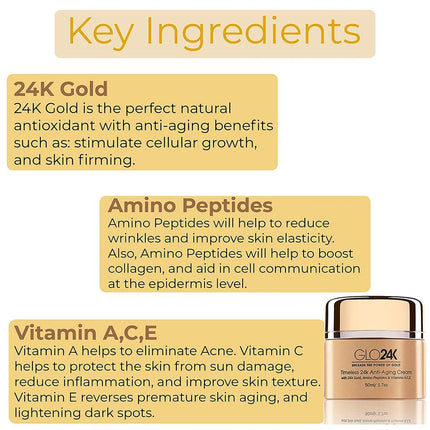 GLO24K Timeless 24k Anti-Aging Cream 50ml - OhYouLuckyDuck.com.au