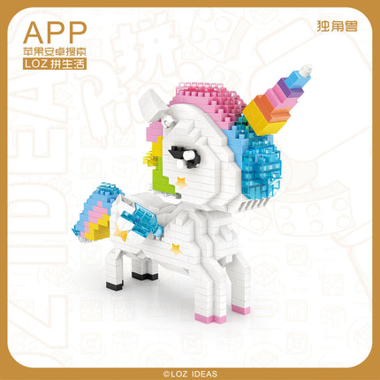 Loz 9204 Diamond Block Rainbow Unicorn Building Set 640 Pieces