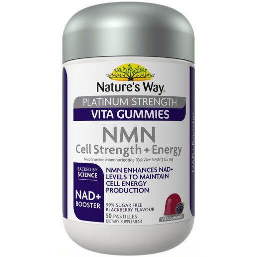 Natures Way Platinum Strength Vita Gummies NMN Cell Strength + Energy 50 Pastilles