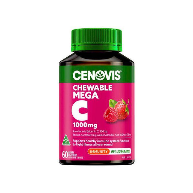 Cenovis Chewable Mega C 1000mg 60 Tablets – Berry Flavour - OhYouLuckyDuck.com.au