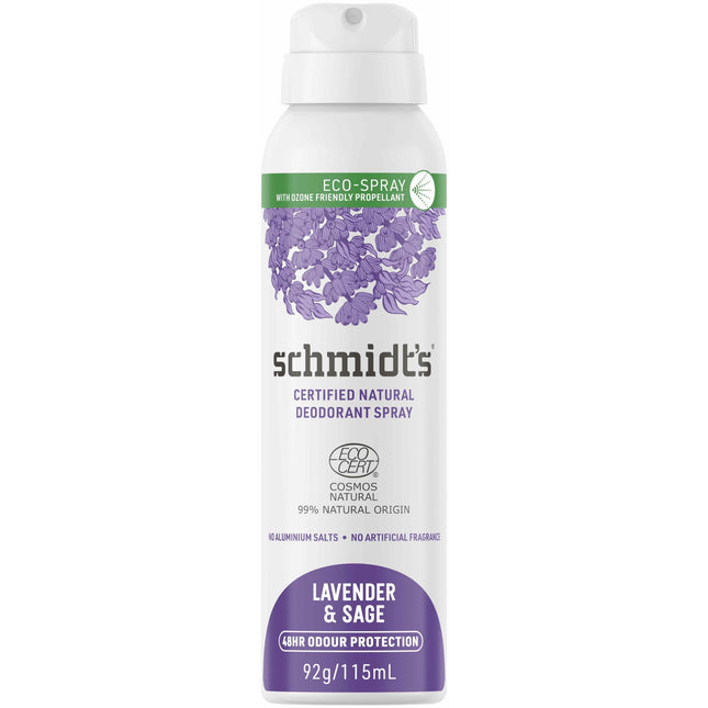 Schmidt'S Certified Naturalaerosol Deodorant Spray Lavender & Sage 48H Odour Protection 115ML