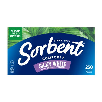 Sorbent Silky White Facial Tissues 250 Pack