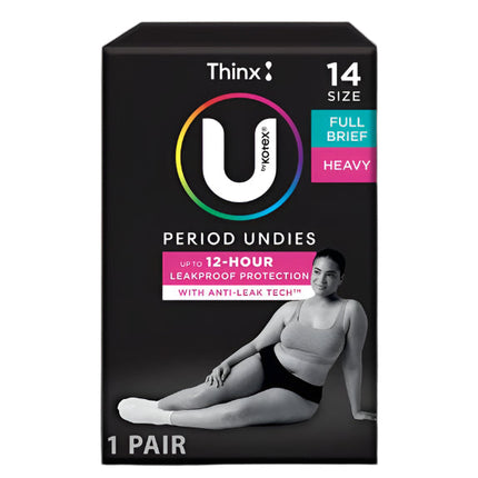 U by Kotex Thinx Period Undies  Size 14, Black