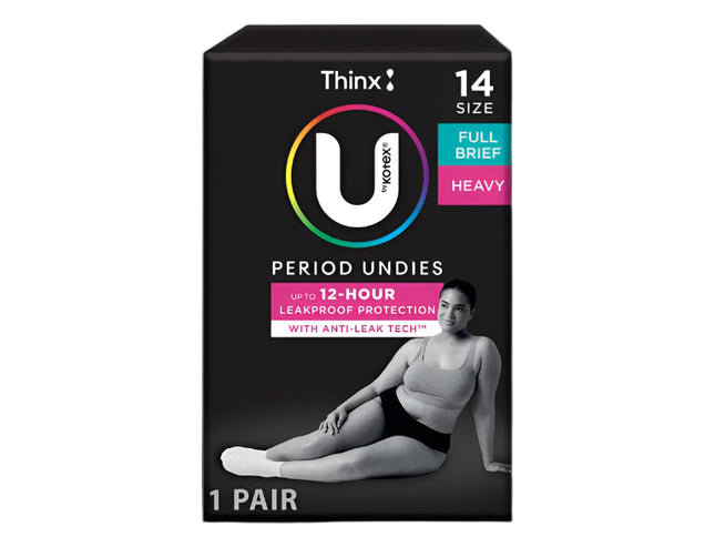 U by Kotex Thinx Period Undies  Size 14, Black