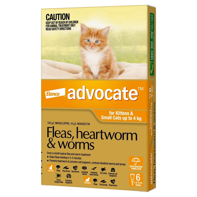 Advocate Flea & Wormer Spot On For Cats Under 4KG 6 Pack