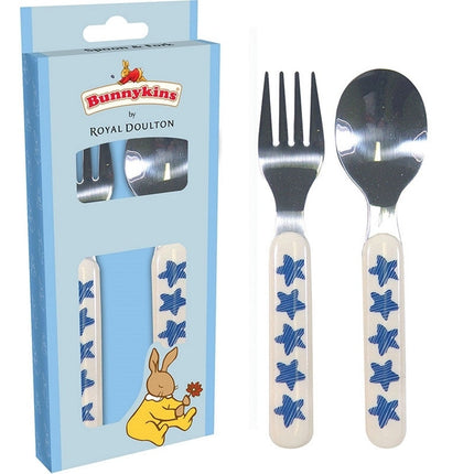 Bunnykins Spoon And Fork Blue Shining Stars