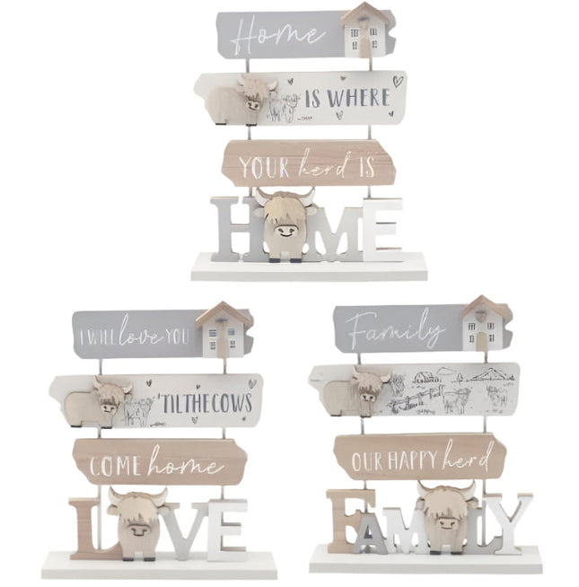 Gibson Gifts Highland Cow Triple Plaque