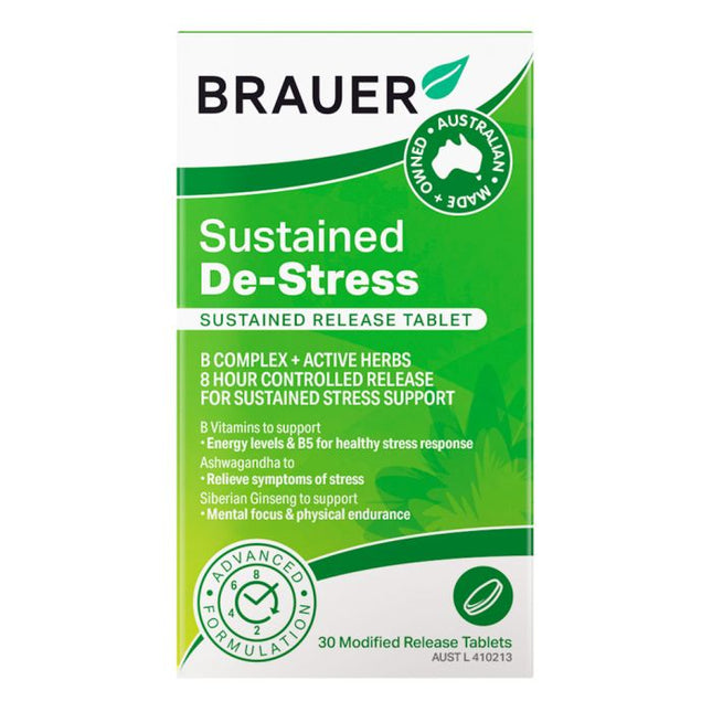 Brauer De-Stress Sustained Release 30 Tablets - OhYouLuckyDuck.com.au