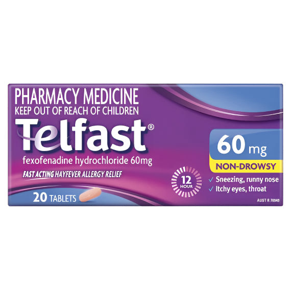 Telfast Hayfever Allergy Relief 60MG 20 Tablets