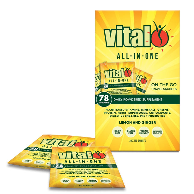 Vital All-In-One Lemon and Ginger Sachets 30Pk