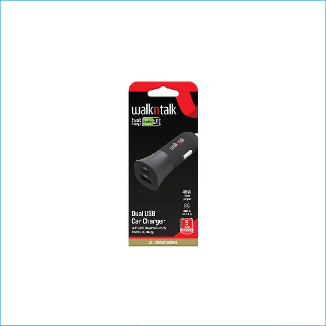 Walkntalk Fast Charge Dual Usb Car Charger 48w