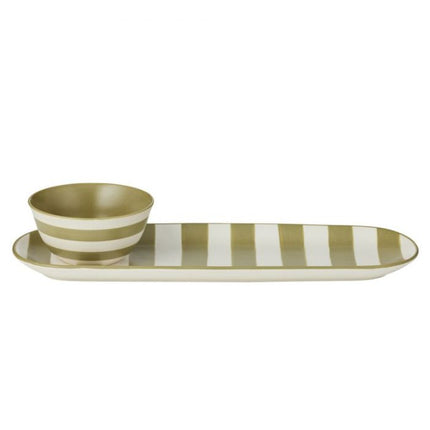 Calypso Bowl & Platter 2 Piece Set Olive