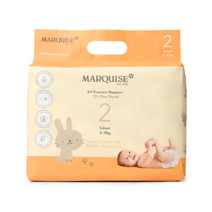 Marquise Infant Eco Nappies Size 2  4-8Kg 24 Pack