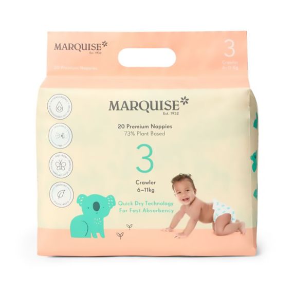 Marquise Crawler Eco Nappies Size 3 for 6 to 11KG 20 Pack