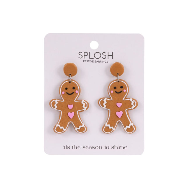Splosh Christmas Large Gingerbread Man Earrings