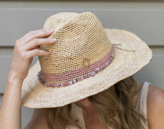 Sundaise Hat Camilla Panama Raffia Blush