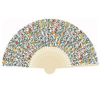 William Morris Bamboo Hand Fan Strawberry Thief Blue 21CM