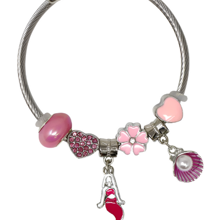 Pink Poppy Charm Bracelet Mermaid