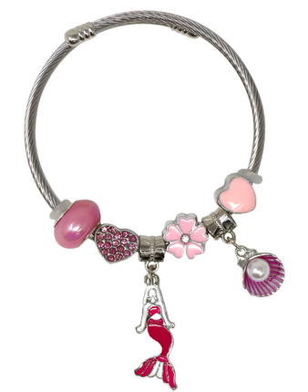 Pink Poppy Charm Bracelet Mermaid