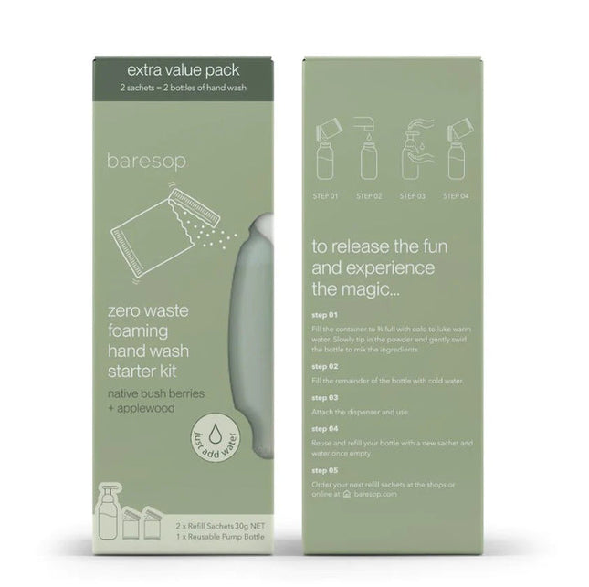 Baresop Zero Waste Foaming Hand Wash Starter Kit Native Bush Berries and Applewood - OhYouLuckyDuck.com.au