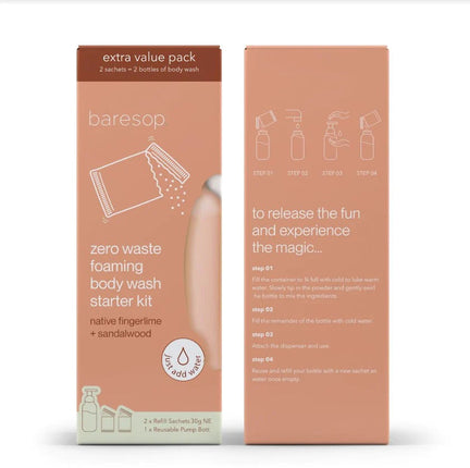 Baresop Zero Waste Foaming Body Wash Starter Kit Native Fingerlime and Sandalwood - OhYouLuckyDuck.com.au