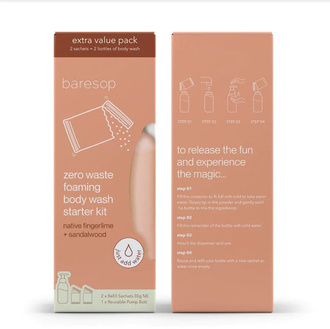 Baresop Zero Waste Foaming Body Wash Starter Kit Native Fingerlime and Sandalwood - OhYouLuckyDuck.com.au