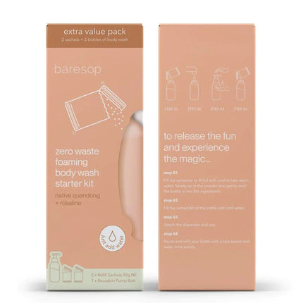 Baresop Zero Waste Foaming Body Wash Starter Kit Native Quandong and Rosaline - OhYouLuckyDuck.com.au