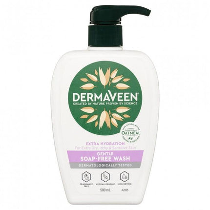 Dermaveen Extra Hydration Gentle Soap-Free Wash 500mL - OhYouLuckyDuck.com.au